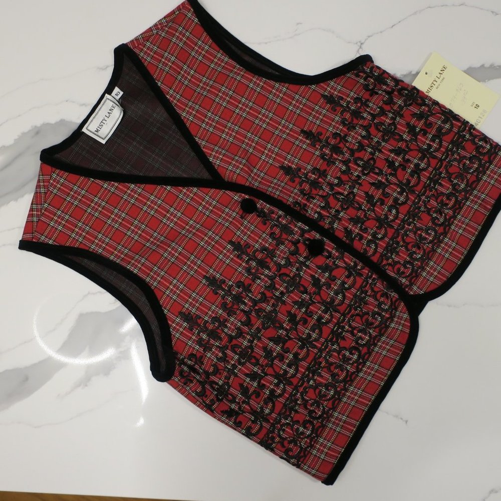 NWT Misty Lane Holiday Plaid Vest Size 10